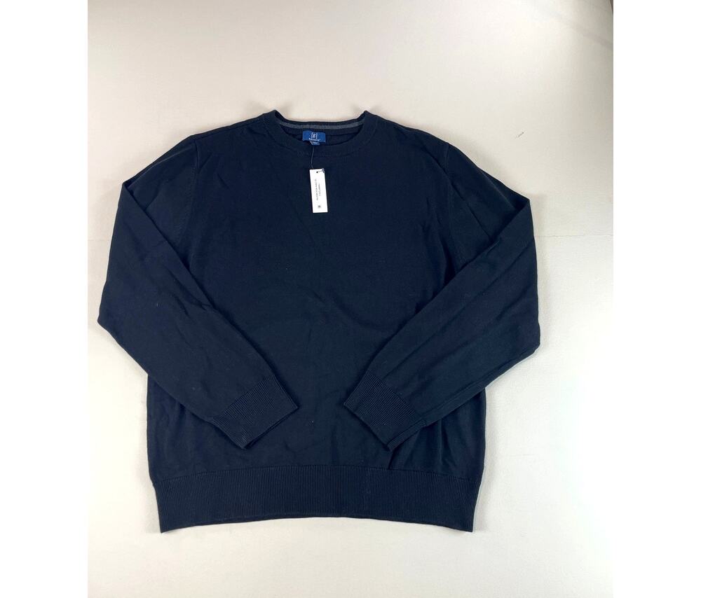 George Sweater Size L Black Crew Neck Cotton Blend Long Sleeve Knit Pullover NWT